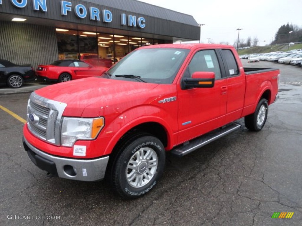2012 F150 Lariat SuperCab 4x4 - Race Red / Pale Adobe photo #8
