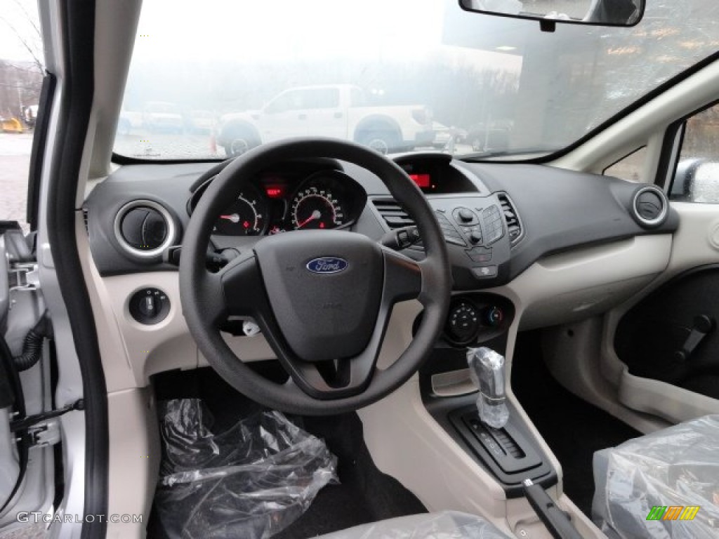 2012 Ford Fiesta S Sedan Light Stone/Charcoal Black Dashboard Photo #57144539