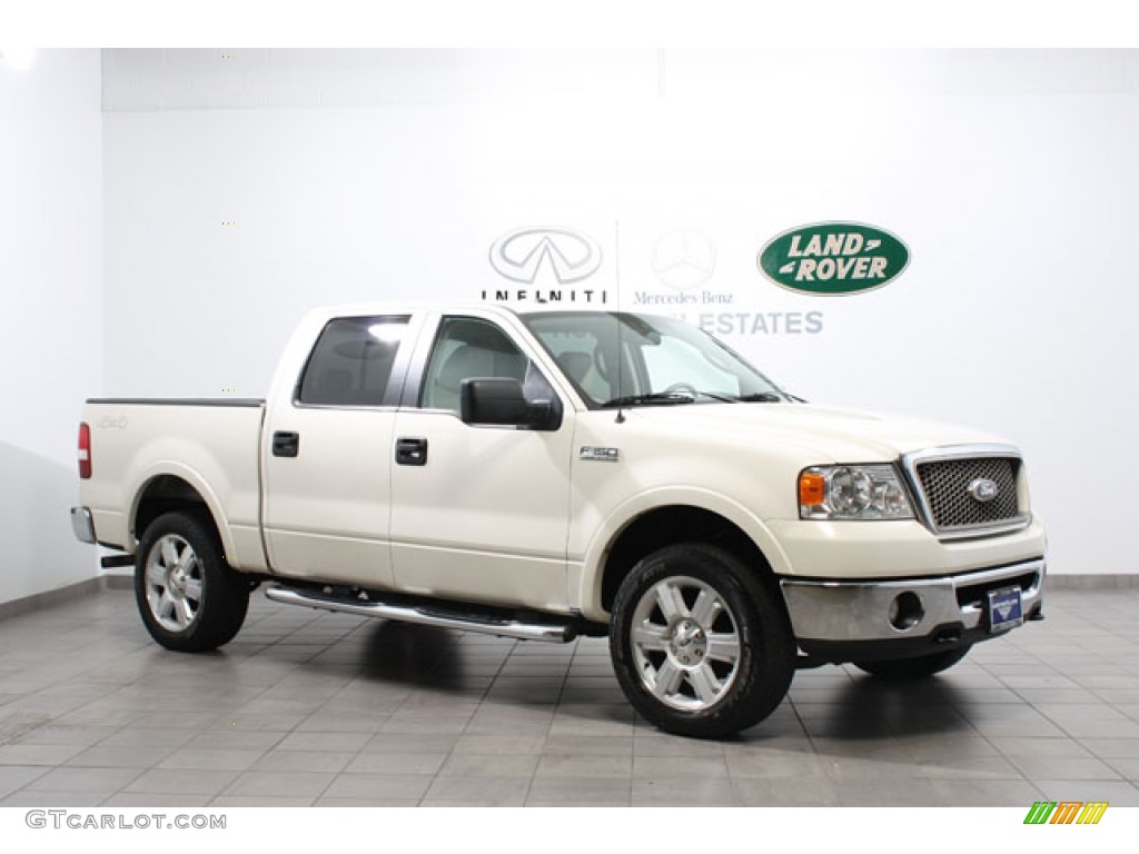 2008 F150 Lariat SuperCrew 4x4 - White Sand Tri-Coat / Tan photo #1