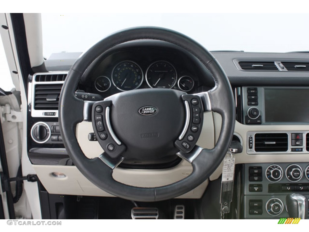 2009 Land Rover Range Rover Supercharged Ivory/Jet Black Steering Wheel Photo #57156624