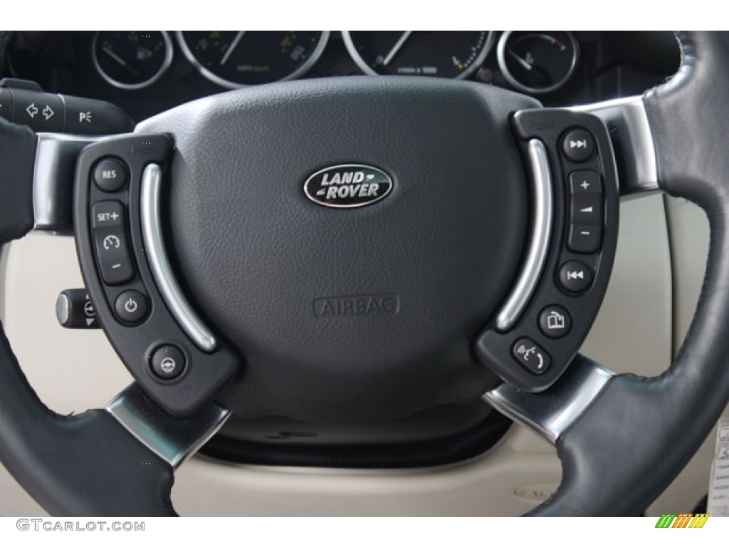 2009 Land Rover Range Rover Supercharged Ivory/Jet Black Steering Wheel Photo #57156631