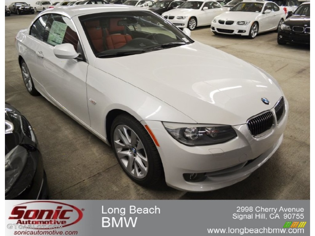 2012 3 Series 328i Convertible - Mineral White Metallic / Coral Red/Black photo #1