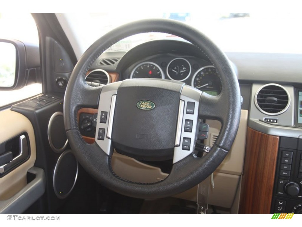 2008 Land Rover LR3 V8 HSE Alpaca Beige Steering Wheel Photo #57164098