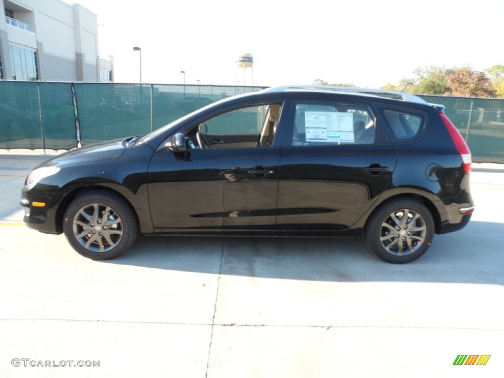 2012 Elantra GLS Touring - Black Noir Pearl / Beige photo #6
