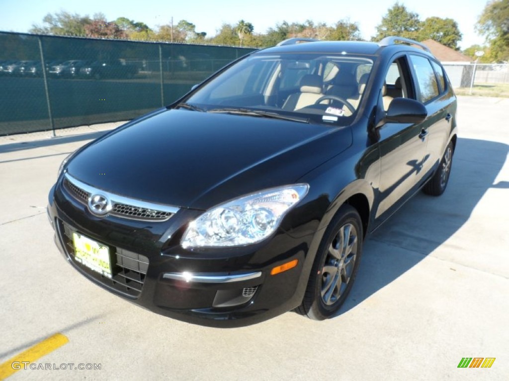 2012 Elantra GLS Touring - Black Noir Pearl / Beige photo #7