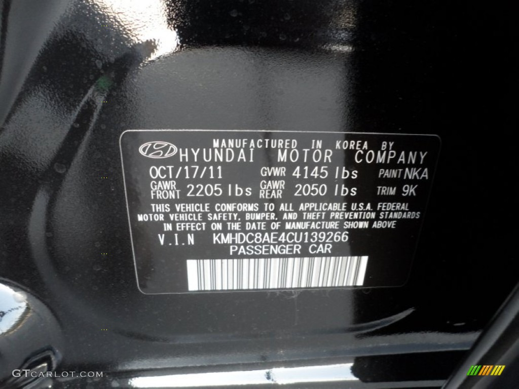 2012 Elantra Color Code NKA for Black Noir Pearl Photo #57166733