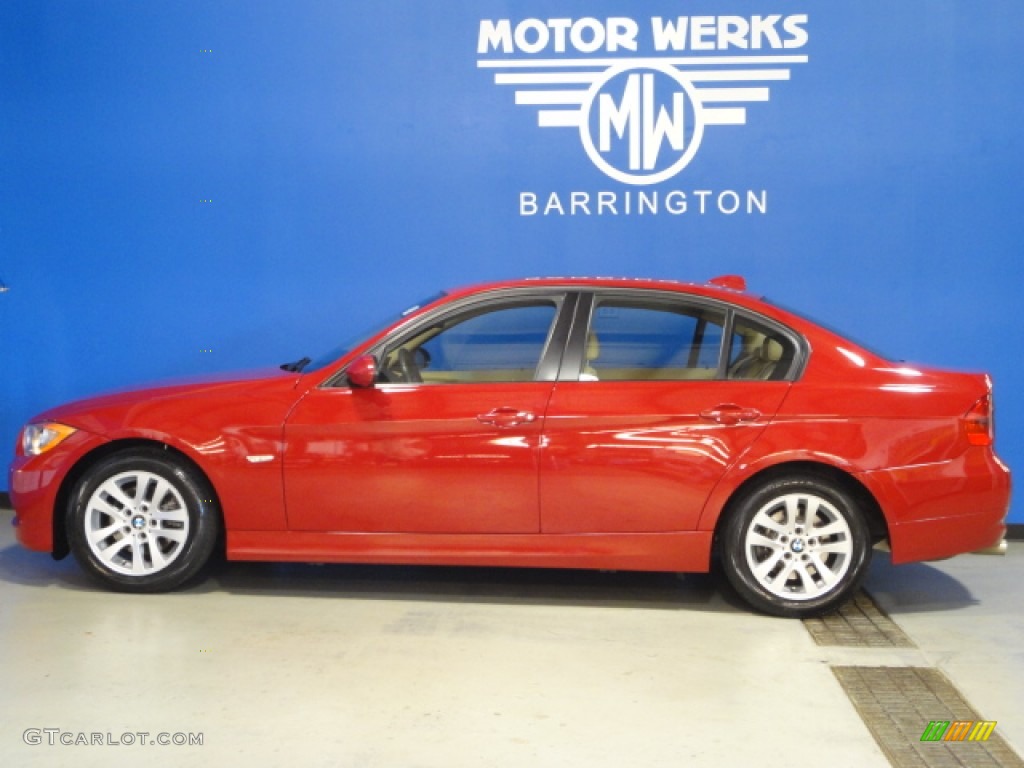 2007 3 Series 328xi Sedan - Crimson Red / Beige photo #4