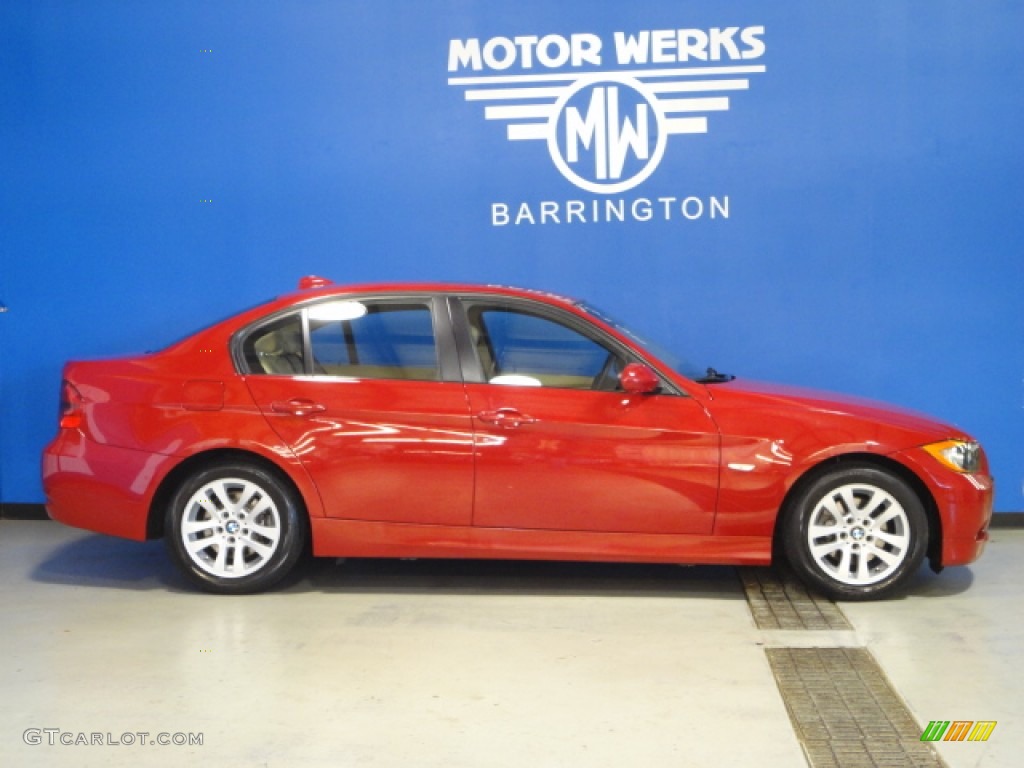 2007 3 Series 328xi Sedan - Crimson Red / Beige photo #5