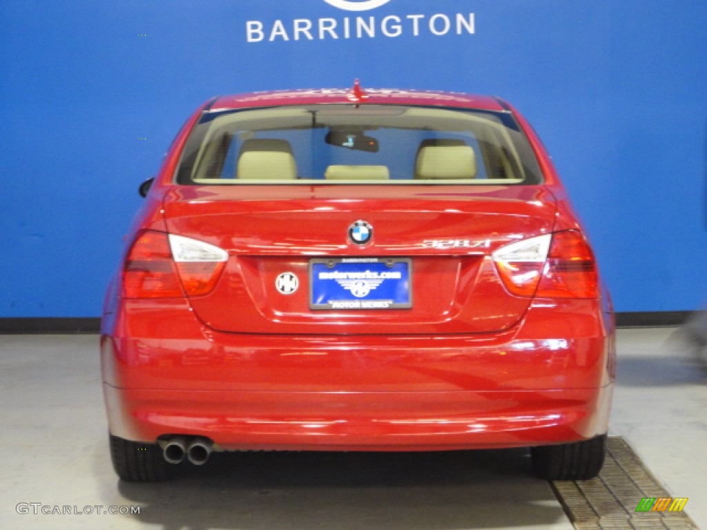 2007 3 Series 328xi Sedan - Crimson Red / Beige photo #6