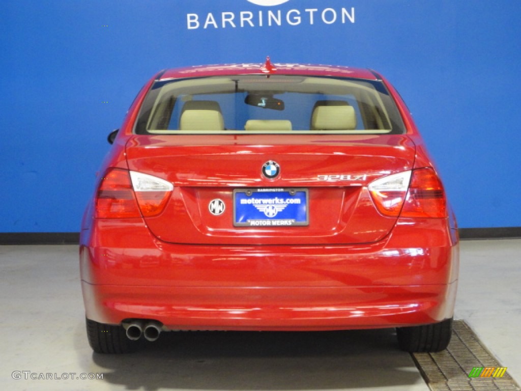 2007 3 Series 328xi Sedan - Crimson Red / Beige photo #7