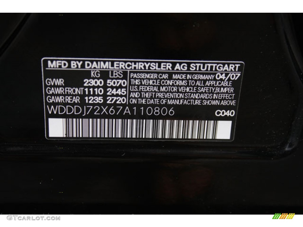 2007 CLS Color Code 040 for Black Photo #57173210