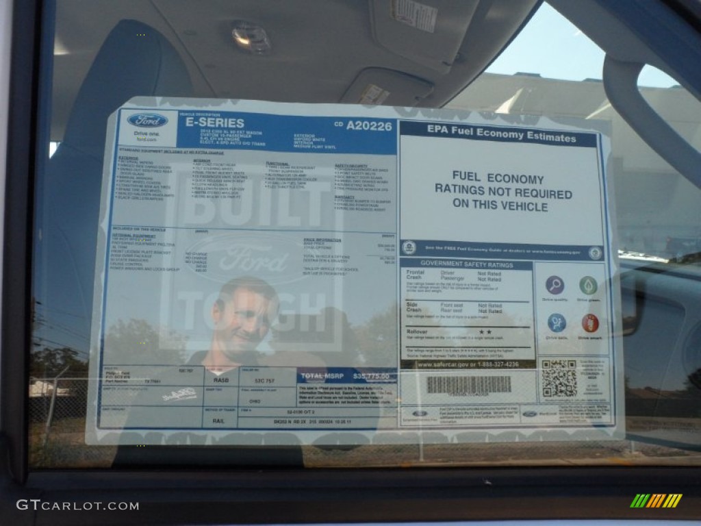 2012 Ford E Series Van E350 XL Extended Passenger Window Sticker Photo #57173261