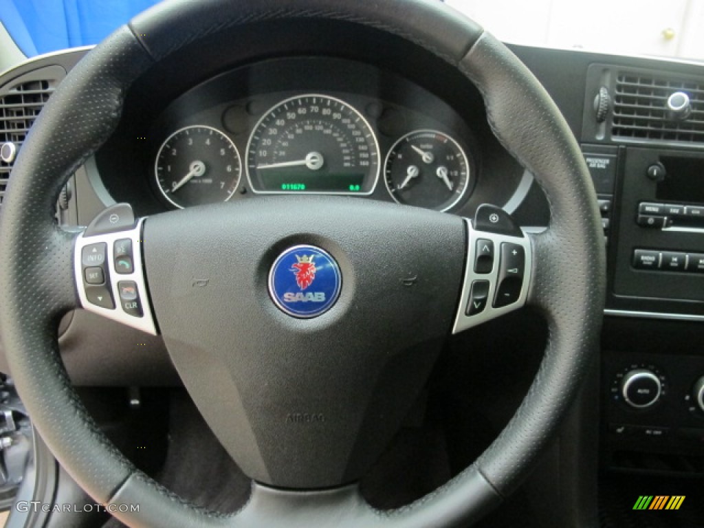 2010 Saab 9-3 2.0T Sport Sedan Black Steering Wheel Photo #57175592