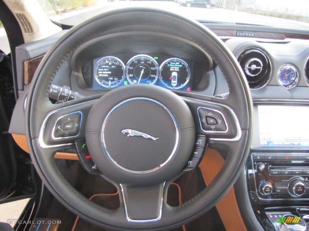 2011 Jaguar XJ XJL Supercharged London Tan/Jet Black Steering Wheel Photo #57186739