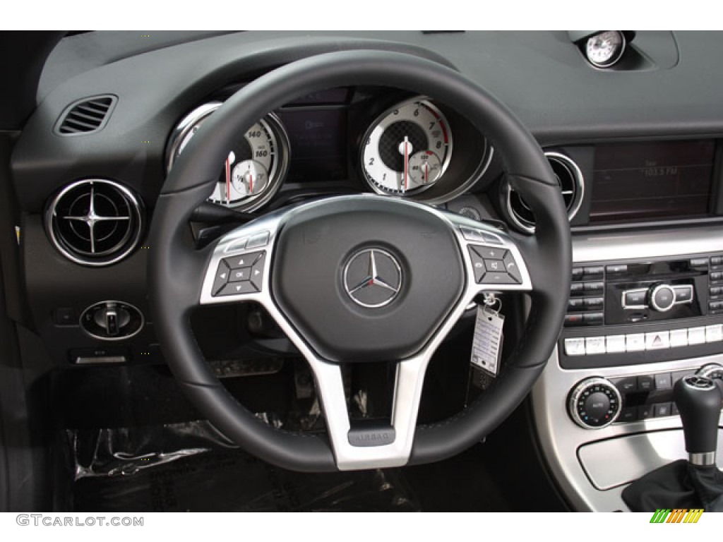 2012 Mercedes-Benz SLK 350 Roadster Ash/Black Steering Wheel Photo #57191493