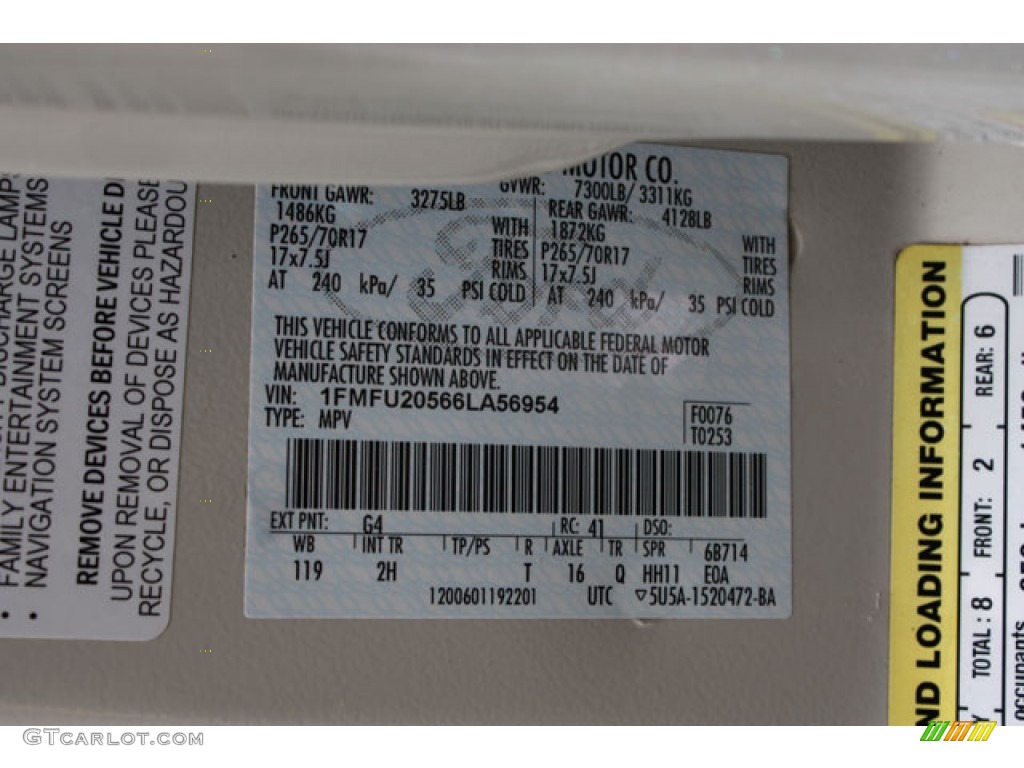 2006 Expedition Color Code G4 for Cashmere Tri-Coat Metallic Photo #57194647