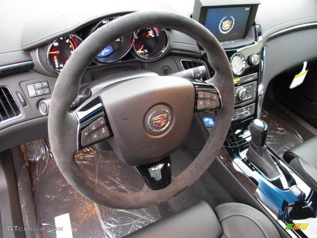 2012 Cadillac CTS -V Sedan Ebony/Ebony Steering Wheel Photo #57197428