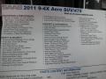  2011 9-4X Aero XWD Window Sticker