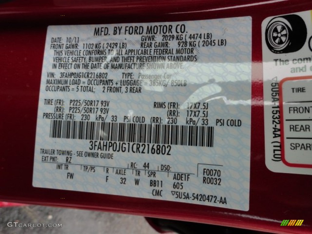 2012 Fusion Color Code RZ for Red Candy Metallic Photo #57205811