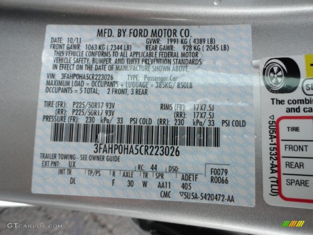 2012 Fusion Color Code UX for Ingot Silver Metallic Photo #57206213