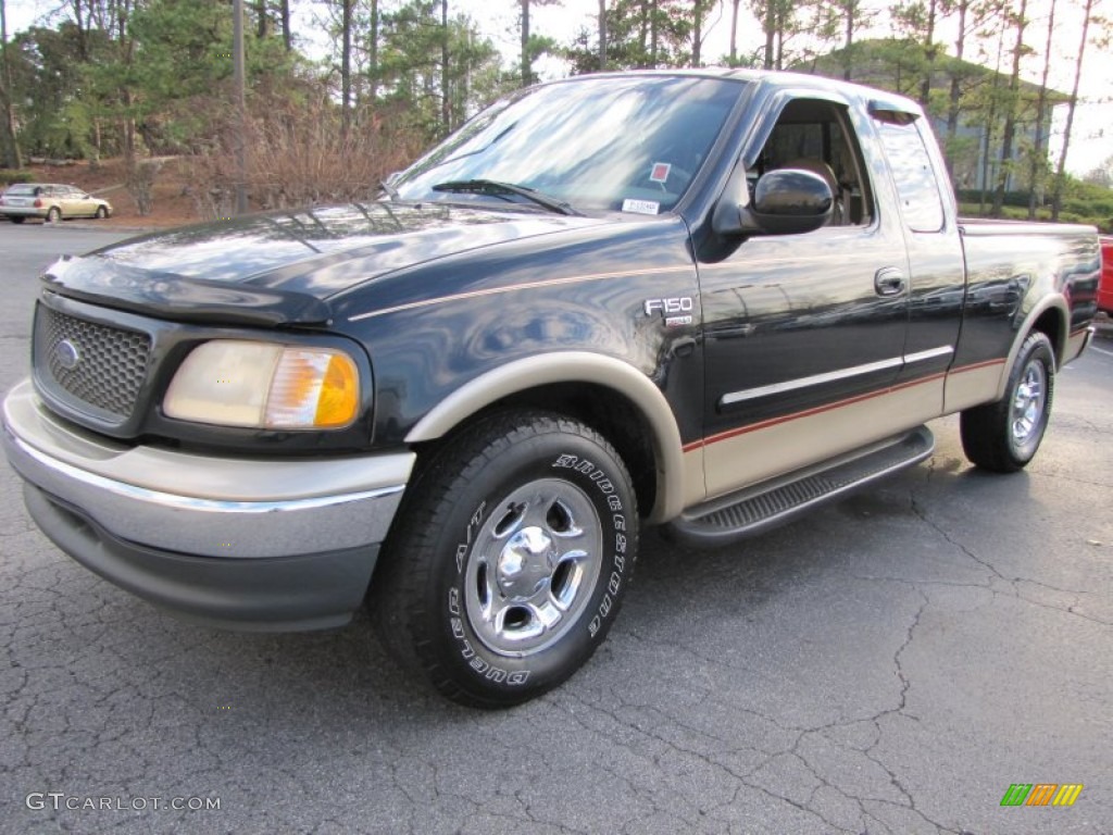 2000 F150 Lariat Extended Cab - Black / Medium Parchment photo #1