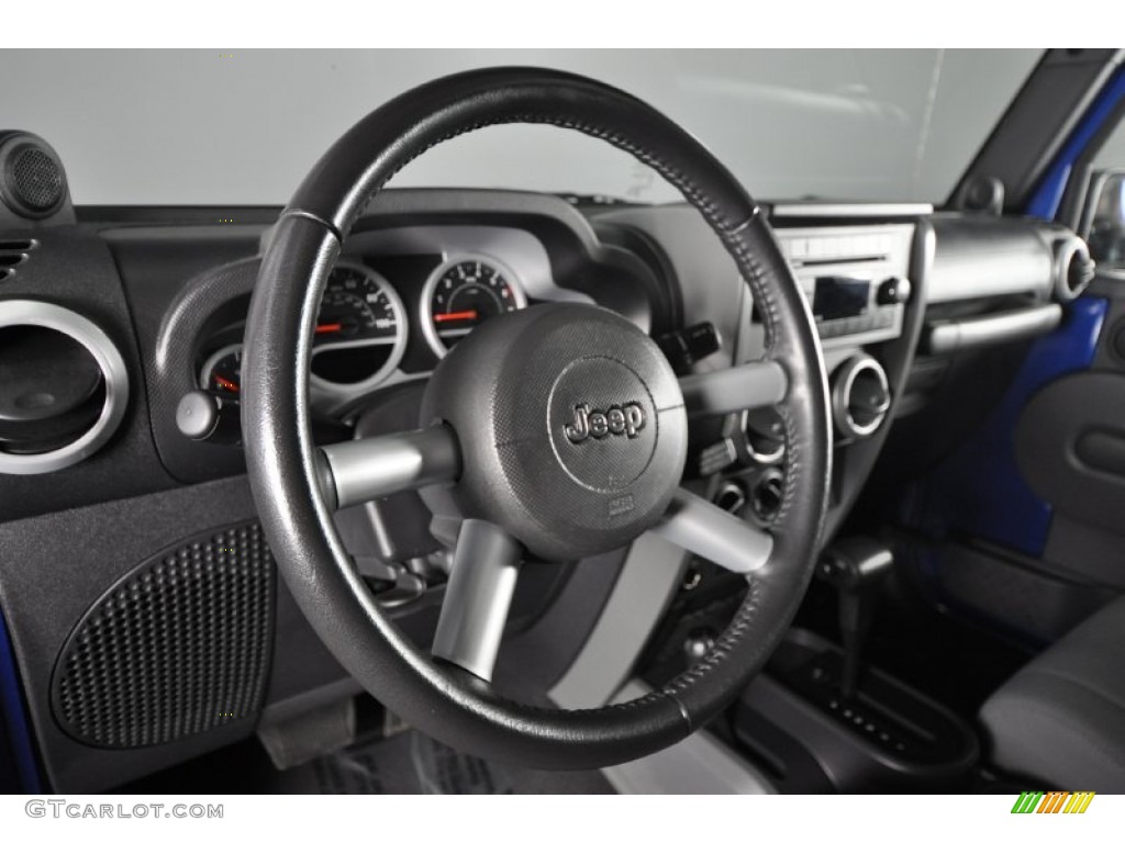 2009 Jeep Wrangler Unlimited Sahara 4x4 Dark Slate Gray/Medium Slate Gray Steering Wheel Photo #57208838