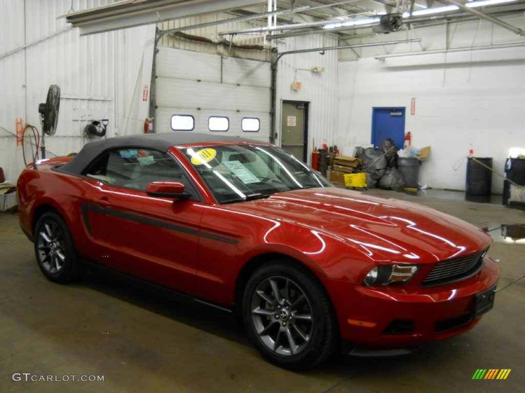 2011 Mustang V6 Premium Convertible - Red Candy Metallic / Stone photo #23