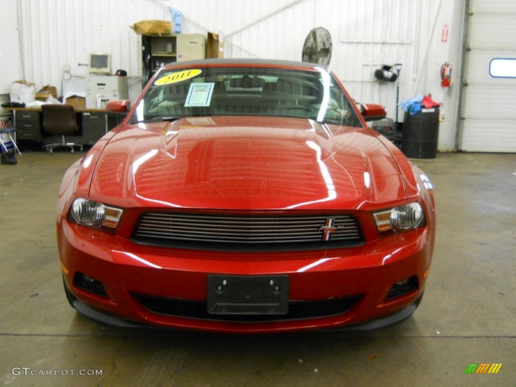2011 Mustang V6 Premium Convertible - Red Candy Metallic / Stone photo #24