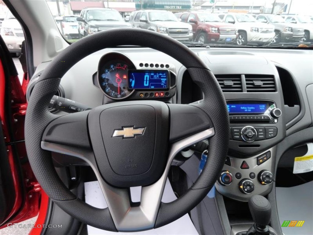 2012 Chevrolet Sonic LS Hatch Jet Black/Dark Titanium Steering Wheel Photo #57225865