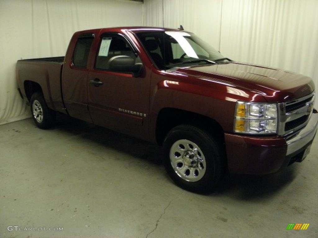 2008 Silverado 1500 LS Extended Cab - Deep Ruby Metallic / Dark Titanium photo #1