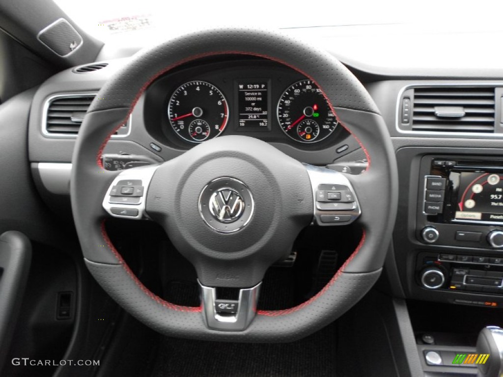 2012 Volkswagen Jetta GLI Autobahn Titan Black Steering Wheel Photo #57235385