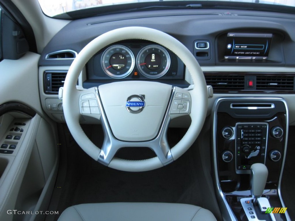 2012 Volvo S80 3.2 Sandstone Beige Steering Wheel Photo #57236341