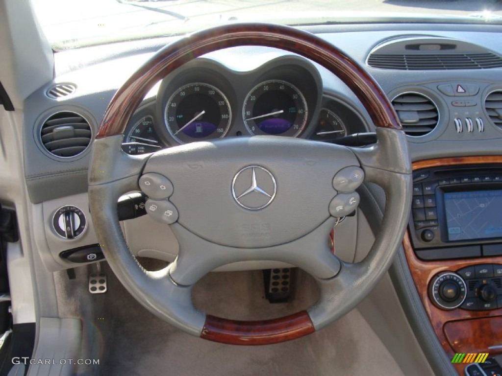 2003 Mercedes-Benz SL 500 Roadster Ash Steering Wheel Photo #57242588