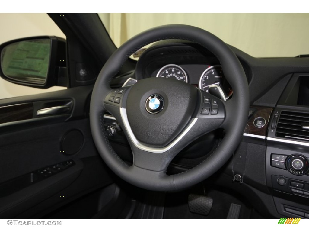 2012 BMW X6 xDrive35i Black Steering Wheel Photo #57242705