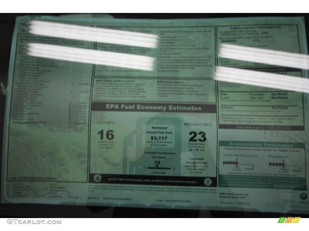 2012 BMW X6 xDrive35i Window Sticker Photo #57242732