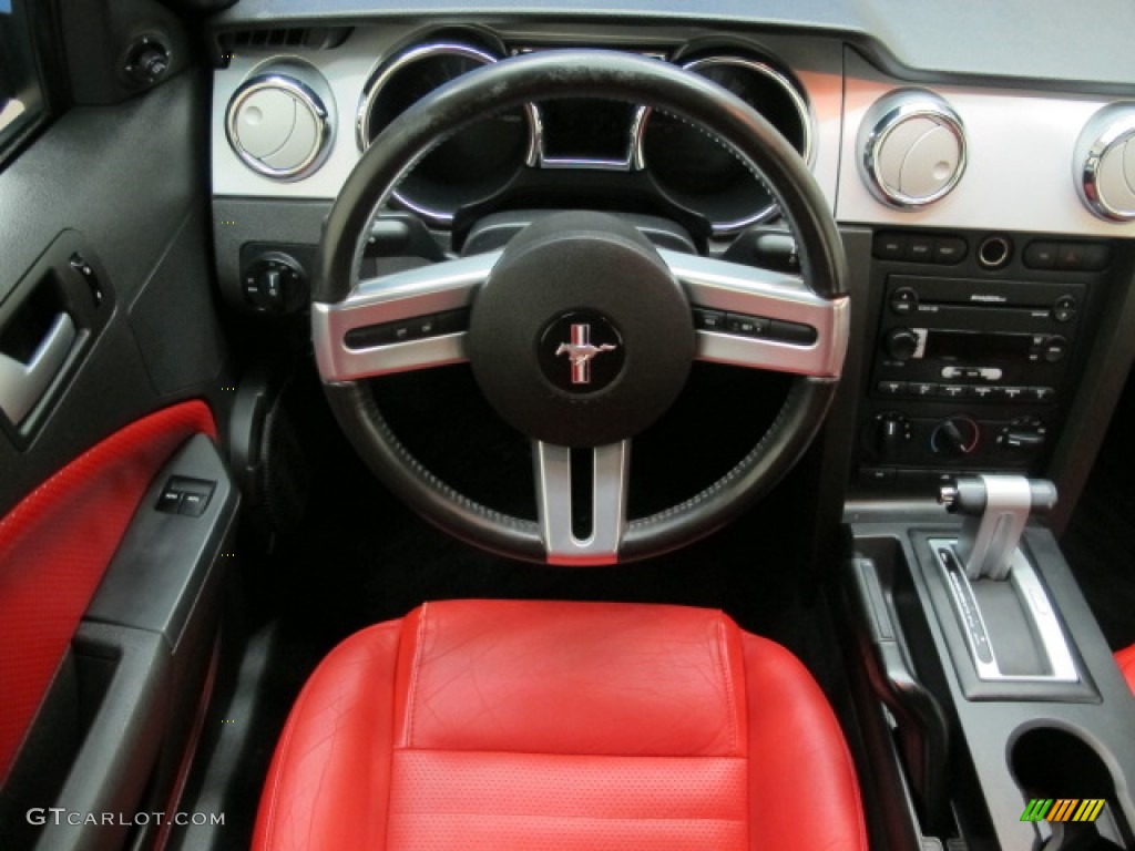 2005 Mustang GT Premium Coupe - Black / Red Leather photo #24