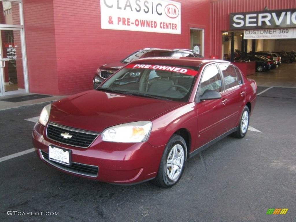 2007 Malibu LS Sedan - Sport Red Metallic / Titanium Gray photo #1