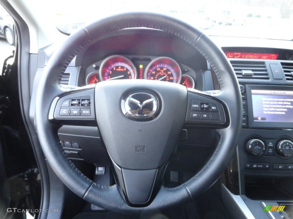 2011 Mazda CX-9 Grand Touring AWD Black Steering Wheel Photo #57262928