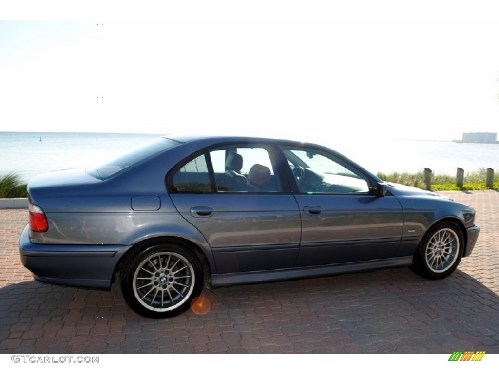 2002 5 Series 540i Sedan - Steel Blue Metallic / Black photo #3