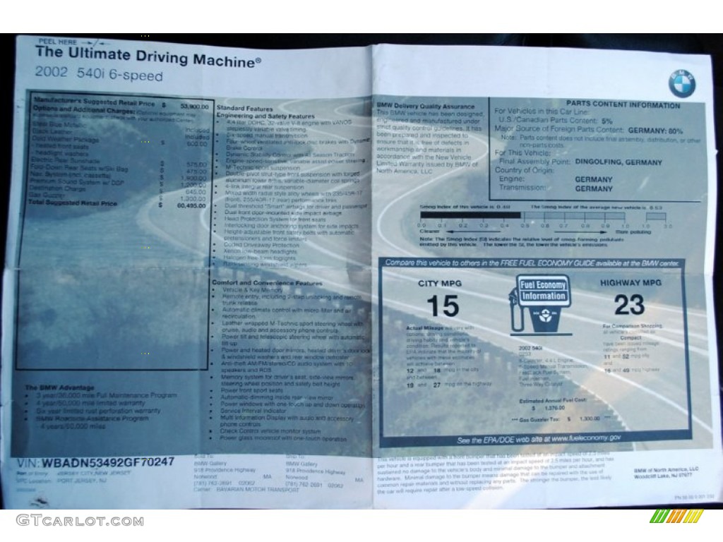 2002 Bmw 540i sticker price #3