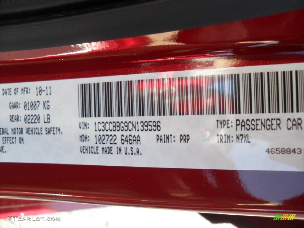 2012 200 Color Code PRP for Deep Cherry Red Crystal Pearl Coat Photo #57267005