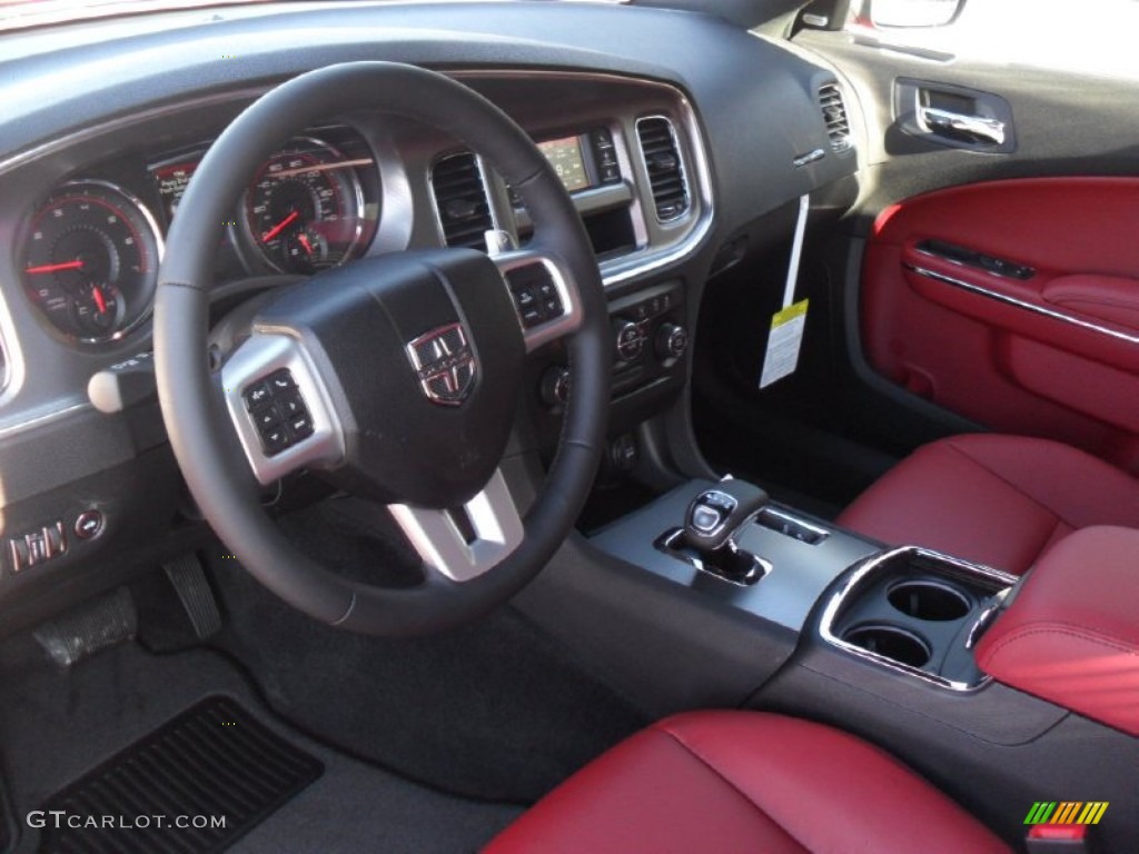 Black/Red Interior 2012 Dodge Charger SXT Plus Photo #57267581