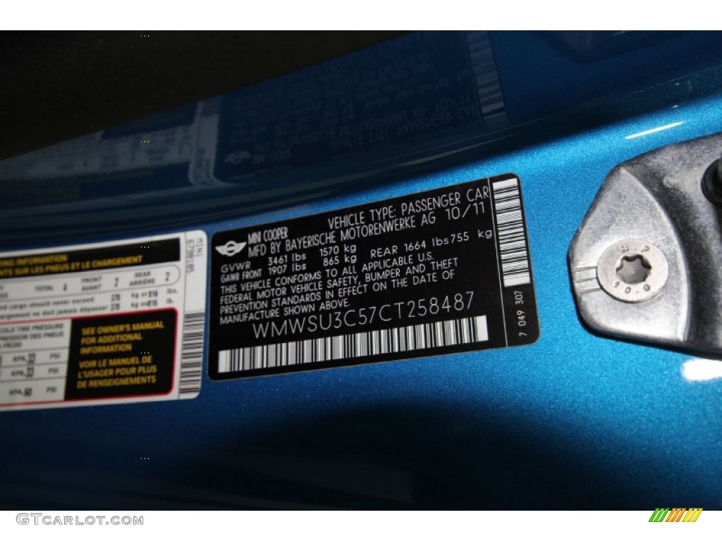 2012 Mini Cooper Hardtop Info Tag Photo #57274766