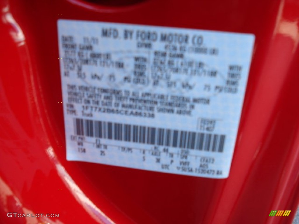 2012 F350 Super Duty Color Code F1 for Vermillion Red Photo #57274953