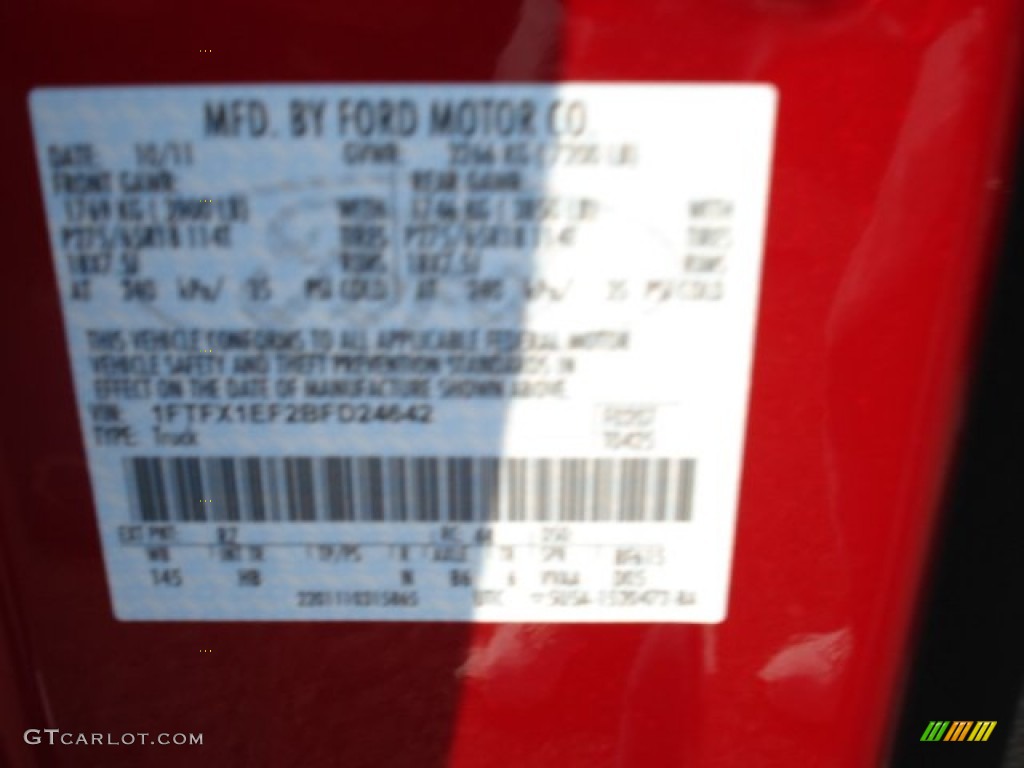 2011 F150 Lariat SuperCab 4x4 - Red Candy Metallic / Black photo #20