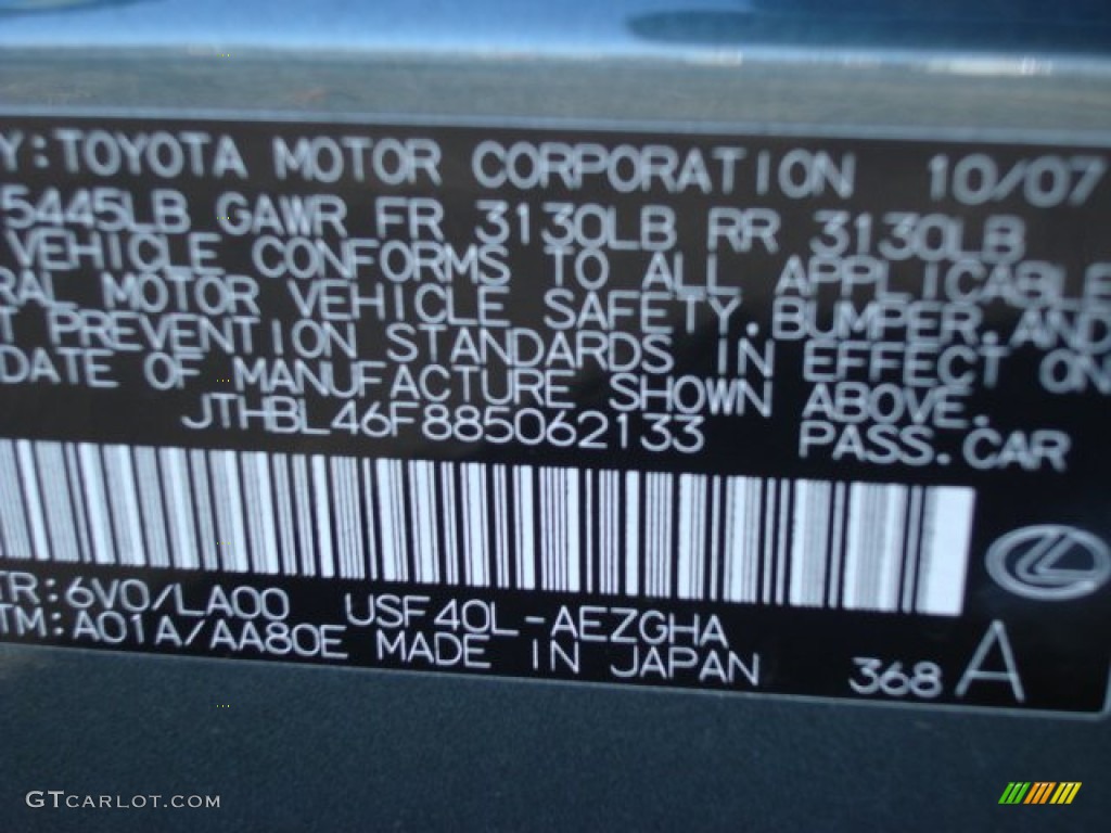 2008 LS Color Code 6V0 for Verdigris Green Mica Photo #57282859