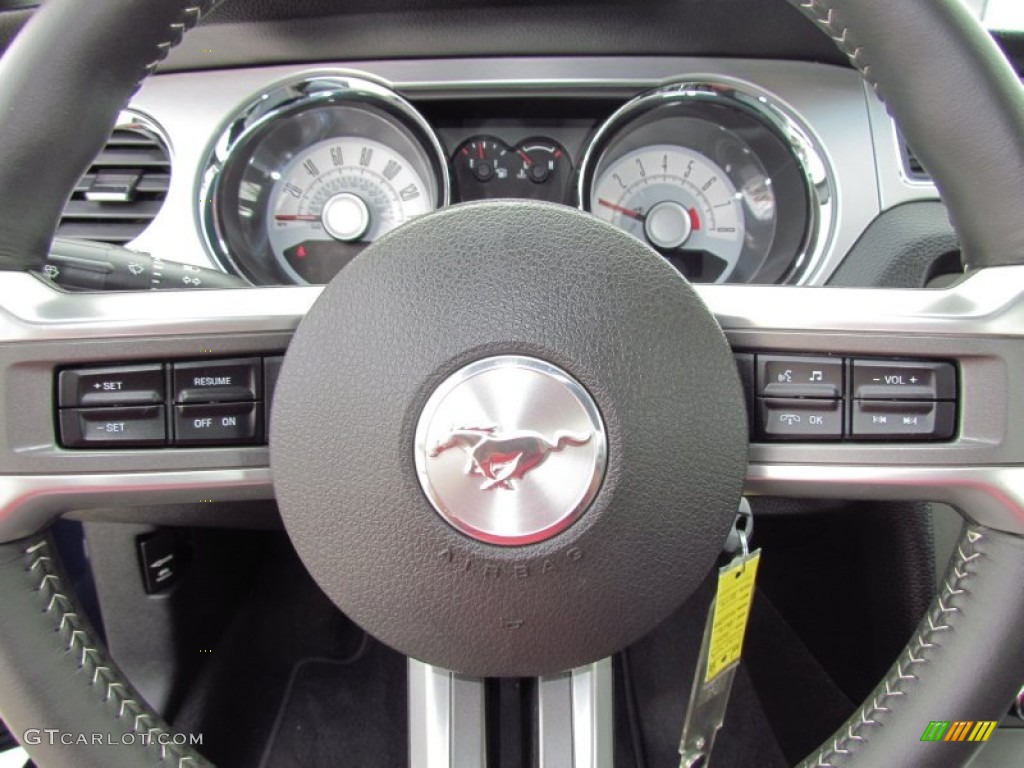 2010 Ford Mustang GT Premium Coupe Charcoal Black Steering Wheel Photo #57284480