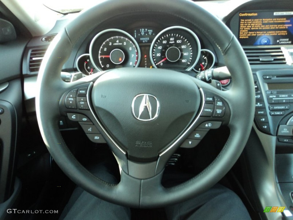 2012 Acura TL 3.5 Advance Ebony Steering Wheel Photo #57286278