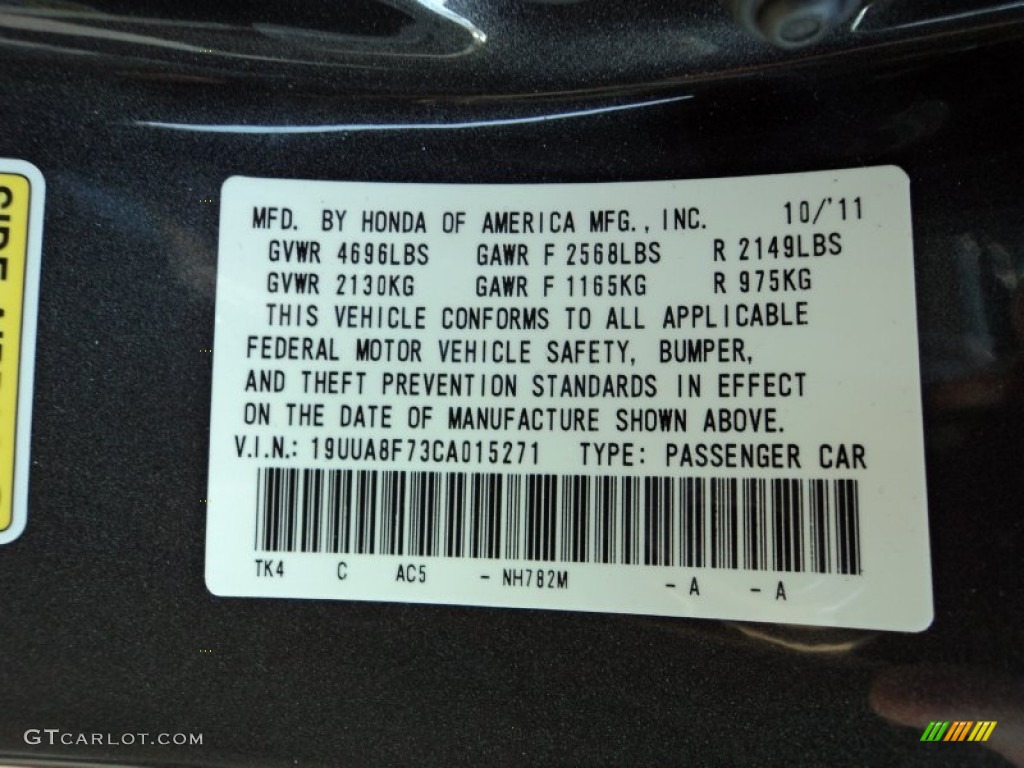2012 Acura TL 3.5 Advance Color Code Photos