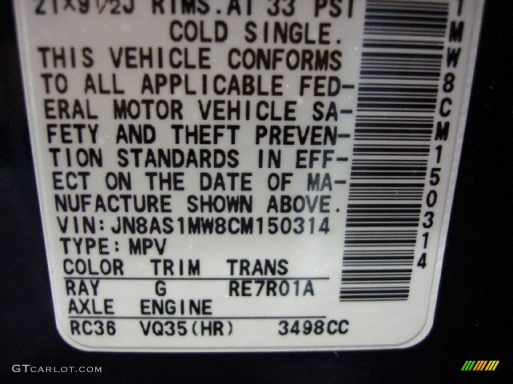 2012 FX Color Code RAY for Iridium Blue Photo #57287571